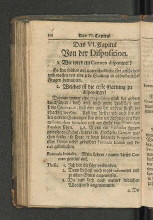 Das VI. Capitul. Von der Disposition.