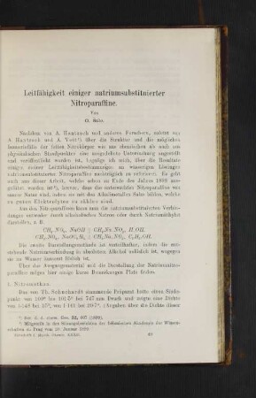 Leitfähigkeit einiger natriumsubstituierter Nitroparaffine.