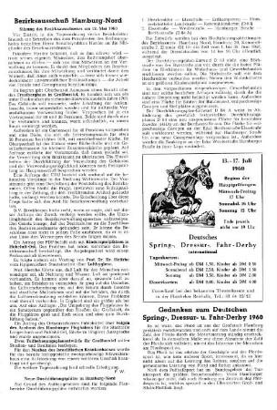 Gedanken zum Deutschen Spring-, Dressur- u. Fahr-Derby 1960