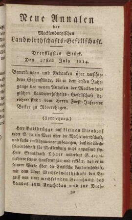 Dreyßigstes Stück. Den 27sten July 1814.