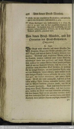 Von denen Brust-Wunden, und der Operation des Brust-Geschwüres. (Empyema.)