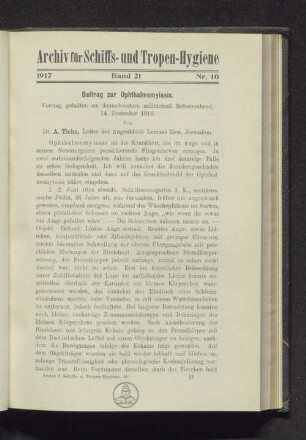 Beitrag zur Ophthalmomyiasis.