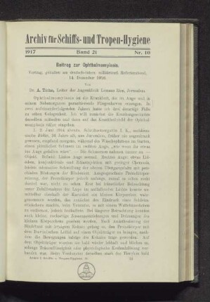 Beitrag zur Ophthalmomyiasis.