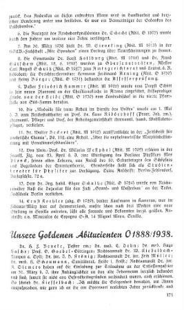 Unsere Goldenen Abiturienten O 1888/1938.