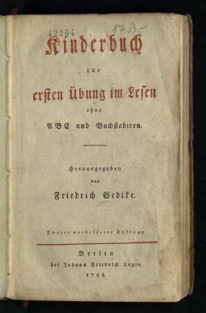Kinderbuch zur ersten Übung im Lesen ohne ABC und Buchstabiren