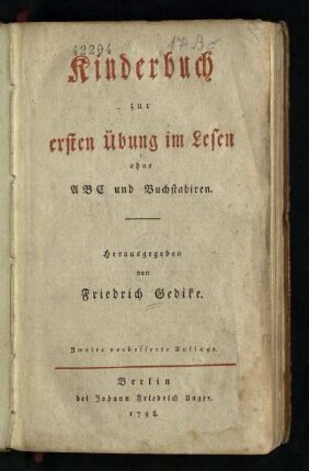 Kinderbuch zur ersten Übung im Lesen ohne ABC und Buchstabiren