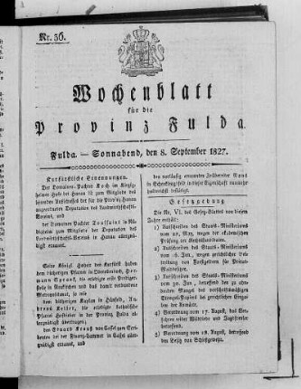 Nr. 36, Ausgabe vom 8. September 1827