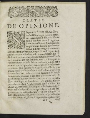 Oratio De Opinione.