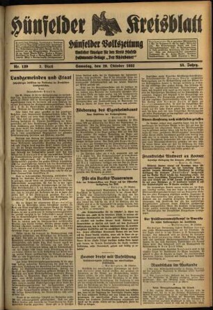 Zweite Ausgabe vom Samstag, den 29. Oktober 1932.