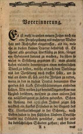 Nachricht von einer bevorstehenden großen Revolution der Erde, die insonderheit das südliche Europa und einen Theil Deutschlands treffen : Im Auszuge herausgegeben. Mit einem Anhange über das Buch Chevilla. Mit einer Vorrede, die den Vorgang der bereits gehabten Erdbeben enthält, wie auch mit einigen Anmerkungen vermehrt