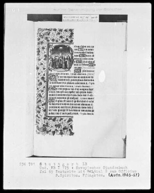 Liber horarum — Initiale D (omine labia) mit der Geistsendung zu Pfingsten, Folio 69recto