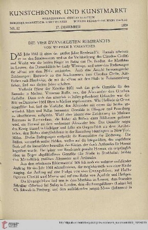 Neue Folge 32 = Jahrgang 56: Die Vier Evangelisten Rembrandts