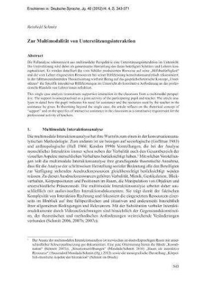 Zur Multimodalität von Unterstützungsinteraktion