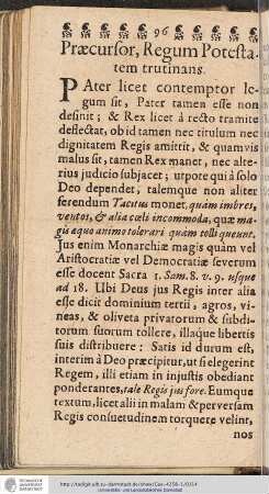Præcursor, Regum Potestatem trutinans.