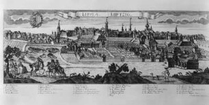 Lipsia : Lipsia. Stich; 279 x 658 mm (vor 1650; M. Merian nach J. C. Hafner). Dresden: Kupferstich-Kabinett