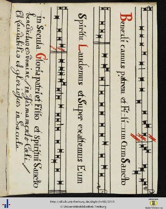 [104r] Antiphon: Benedicamus patrem (Nachtrag).