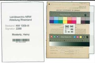 Entnazifizierung Heinz Mostertz , geb. 27.12.1911 (Goldschmied)