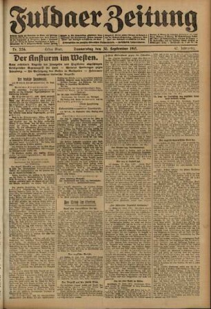 Erste Ausgabe vom Donnerstag, den 30. September 1915.