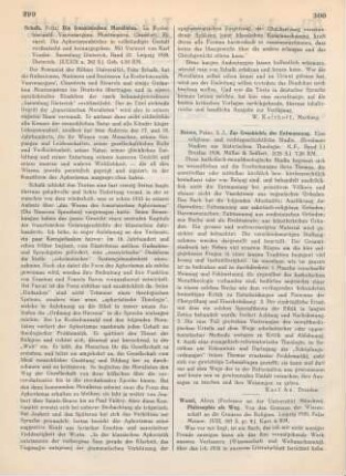 299-300 [Rezension] Schalk, Fritz, Die französischen Moralisten ; 1.La Rochefoucauld, Vauvenargues, Montesquieu, Chamfort, Rivarol