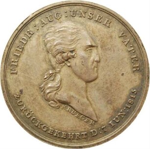 König Friedrich August I. - Medaille der Stadt Pirna auf seine Rückkehr