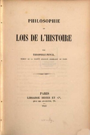 Philosophie et lois de l'histoire