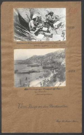 Letzte Vorbereitungen zum Abtransport engl. Truppen von Gallipoli. (Nach einer engl. Zeitschr.)