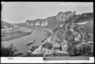 Sächsische Schweiz, Kurort Rathen an der Elbe mit Bastei-Wände