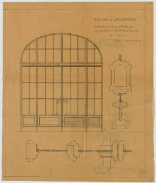 Thiersch, Friedrich von; Wiesbaden; Kurhaus - Windfang im Treppenhaus Südwest (Ansicht, Details)
