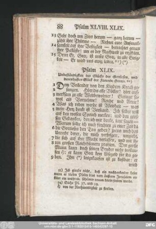 Psalm XLIX. unbeständigkeit des Glücks der Gottlosen, und dauerhaftes Glück der Freunde Gottes.