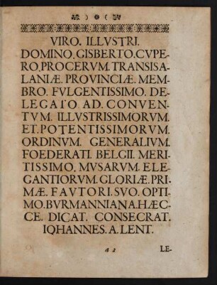 Viro. Illustri. Domino. Gisberto. Cupero. ...