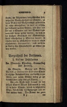 Verzeichnis der Lectionen
