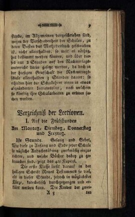 Verzeichnis der Lectionen