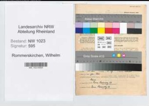 Entnazifizierung Wilhelm Rommerskirchen , geb. 17.02.1895 (Gastwirt)