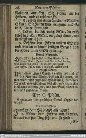 Der C. Psalm : Ermahnung zum geistlichen Danck-Opffer dem Meßiä