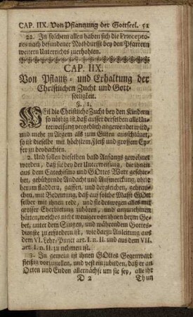 Cap. IIX. Von Pflantz- und Erhaltung der Christlichen Zucht und Gottseeligkeit