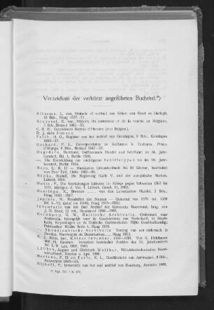 Verzeichnis der verkürzt angeführten Buchtitel.