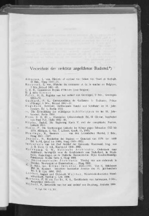 Verzeichnis der verkürzt angeführten Buchtitel.