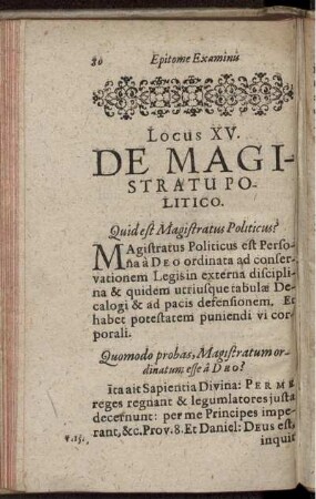 Locus XV. De Magistratu Politico