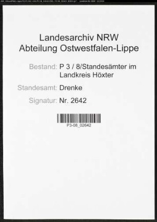 Sterberegister Standesamt Drenke