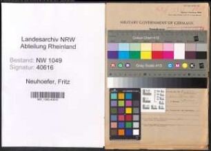 Entnazifizierung Fritz Neuhoefer , geb. 24.03.1901 (Haendler)
