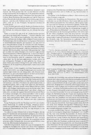 368-369 [Rezension] Graf, Friedrich Wilhelm, Profile des neuzeitlichen Protestantismus ; 1.Aufklärung - Idealismus - Vormärz