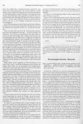 368-369 [Rezension] Graf, Friedrich Wilhelm, Profile des neuzeitlichen Protestantismus ; 1.Aufklärung - Idealismus - Vormärz