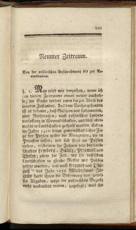 Neunter Zeitraum.