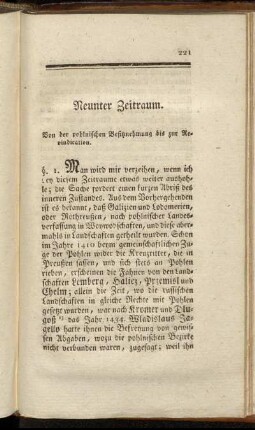 Neunter Zeitraum.