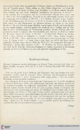 17: [Rezension von: Edward Tripp, Reclams Lexikon der antiken Mythologie]