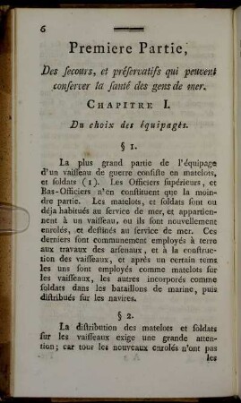 Premiere Partie, Des secours, et préservatifs qui peuvent conserver la santé des gens de mer.