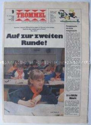Wochenzeitung der Pionierorganisation "Trommel" u.a. zu den Olympischen Winterspielen 1988