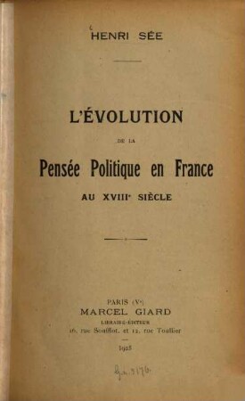 L' évolution de la pensée politique en France au 18e siècle