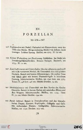 XV. Porzellan (Nr. 438-507)