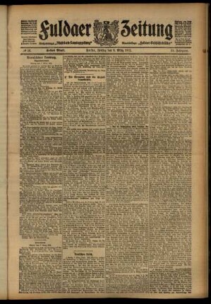 Erste Ausgabe vom Freitag, den 08. März 1912.